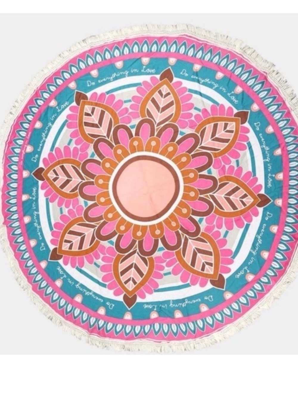 NWT Round Floral Beach Throw — Pink, Teal & Brown